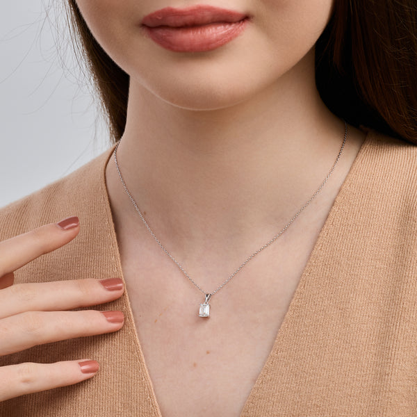 1 Carat Lab-Grown Diamond Emerald-Cut Classic Solitaire Pendant — GILDED New York