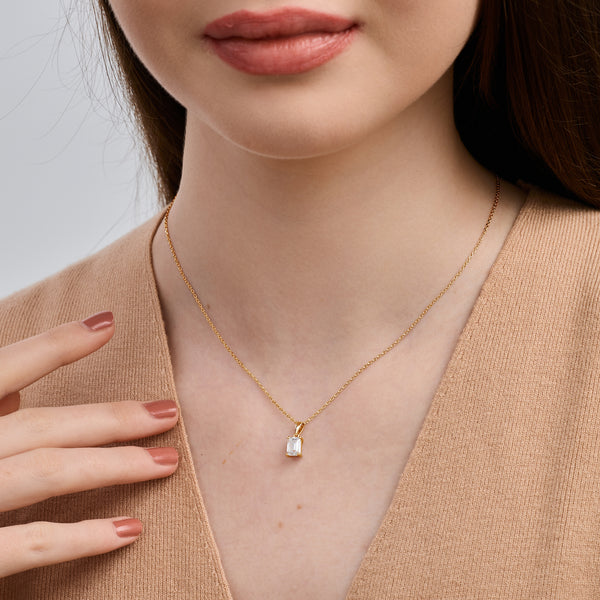 1 Carat Lab-Grown Diamond Emerald-Cut Classic Solitaire Pendant — GILDED New York