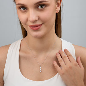 Gilded 1/2 Carat Lab-Grown Diamond Three-Stone Bezel-Set Pendant