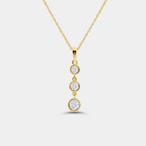 Gilded 1/2 Carat Lab-Grown Diamond Three-Stone Bezel-Set Pendant
