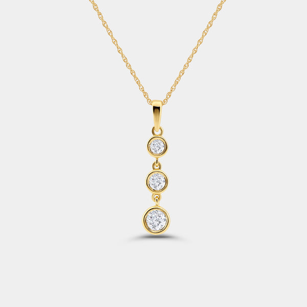 1/2 Carat Lab-Grown Diamond Three-Stone Bezel-Set Pendant — GILDED New York