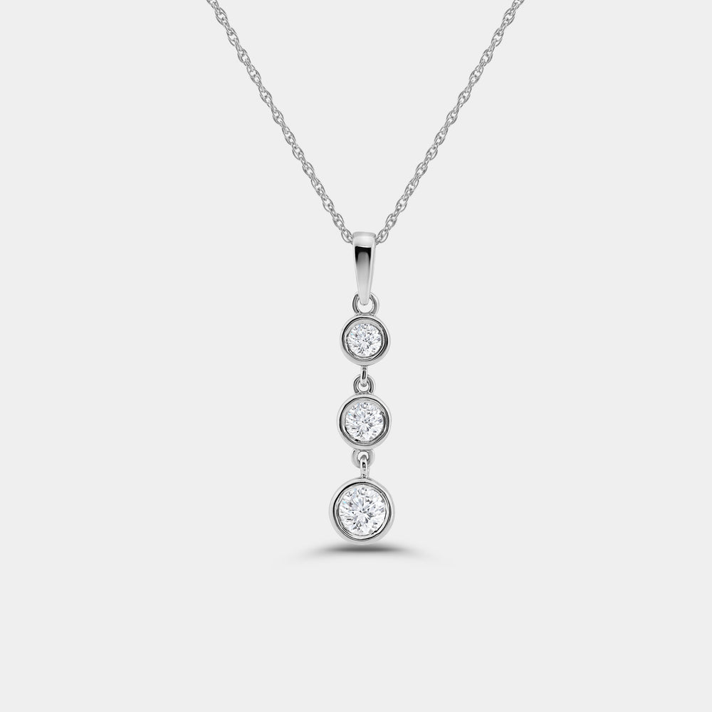 Gilded 1/2 Carat Lab-Grown Diamond Three-Stone Bezel-Set Pendant