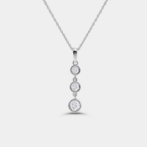 Gilded 1/2 Carat Lab-Grown Diamond Three-Stone Bezel-Set Pendant