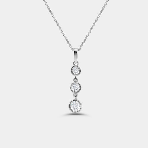 Gilded 1/2 Carat Lab-Grown Diamond Three-Stone Bezel-Set Pendant