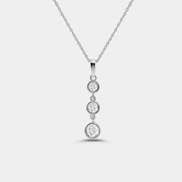 1/2 Carat Lab-Grown Diamond Three-Stone Bezel-Set Pendant — GILDED New York