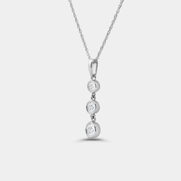 1/2 Carat Lab-Grown Diamond Three-Stone Bezel-Set Pendant — GILDED New York