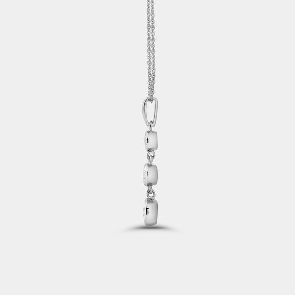 1/2 Carat Lab-Grown Diamond Three-Stone Bezel-Set Pendant — GILDED New York