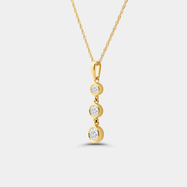1/2 Carat Lab-Grown Diamond Three-Stone Bezel-Set Pendant — GILDED New York
