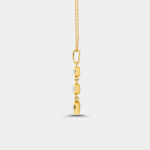 Gilded 1/2 Carat Lab-Grown Diamond Three-Stone Bezel-Set Pendant