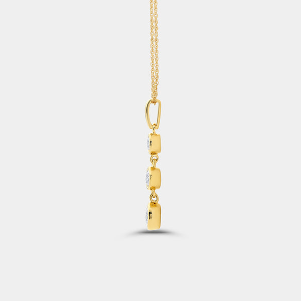 1/2 Carat Lab-Grown Diamond Three-Stone Bezel-Set Pendant — GILDED New York