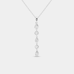Gilded 1/2 Carat Lab-Grown Diamond Bezel-Set Pendant with Alternating Round and Pear-Shaped Stones
