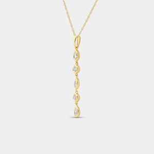 Gilded 1/2 Carat Lab-Grown Diamond Bezel-Set Pendant with Alternating Round and Pear-Shaped Stones