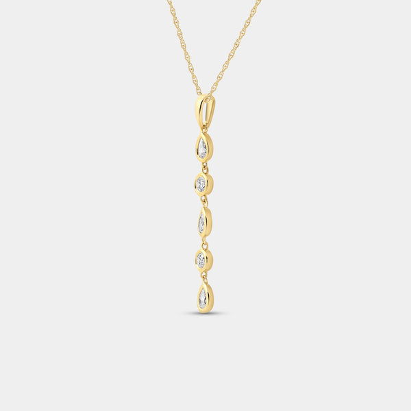 1/2 Carat Lab-Grown Diamond Bezel-Set Pendant with Alternating Round and Pear-Shaped Stones — GILDED New York