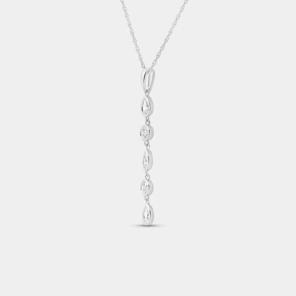 1/2 Carat Lab-Grown Diamond Bezel-Set Pendant with Alternating Round and Pear-Shaped Stones — GILDED New York