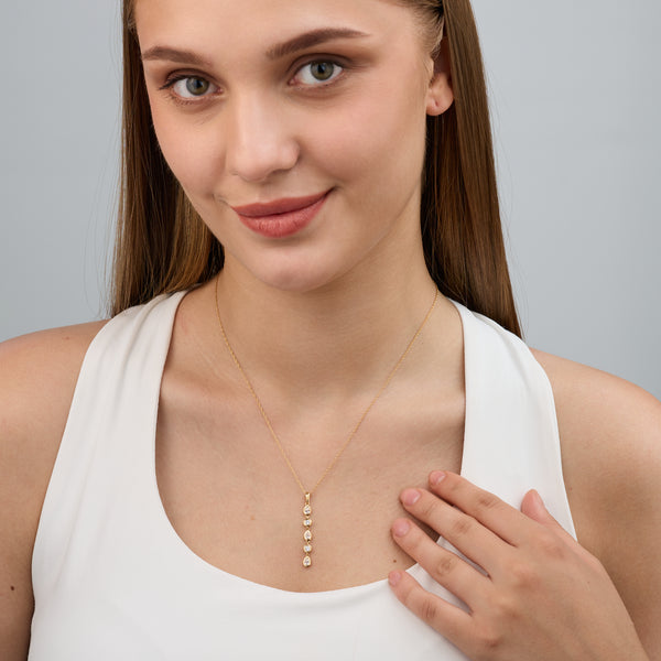1/2 Carat Lab-Grown Diamond Bezel-Set Pendant with Alternating Round and Pear-Shaped Stones — GILDED New York