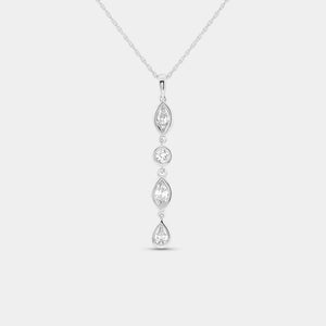 Gilded 1/2 Carat Lab-Grown Diamond Bezel-Set Pendant with Alternating Round and Marquise-Shaped Stones