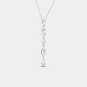 Gilded 1/2 Carat Lab-Grown Diamond Bezel-Set Pendant with Alternating Round and Marquise-Shaped Stones
