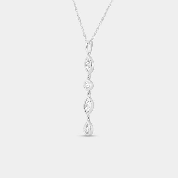 1/2 Carat Lab-Grown Diamond Bezel-Set Pendant with Alternating Round and Marquise-Shaped Stones — GILDED New York