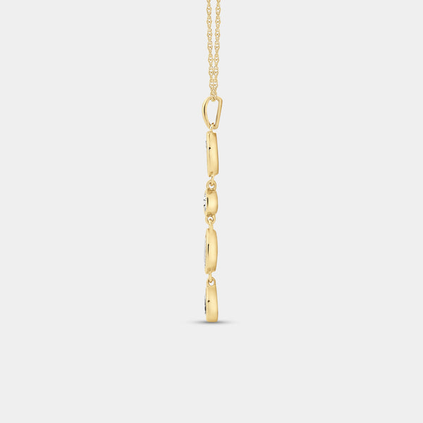 1/2 Carat Lab-Grown Diamond Bezel-Set Pendant with Alternating Round and Marquise-Shaped Stones — GILDED New York