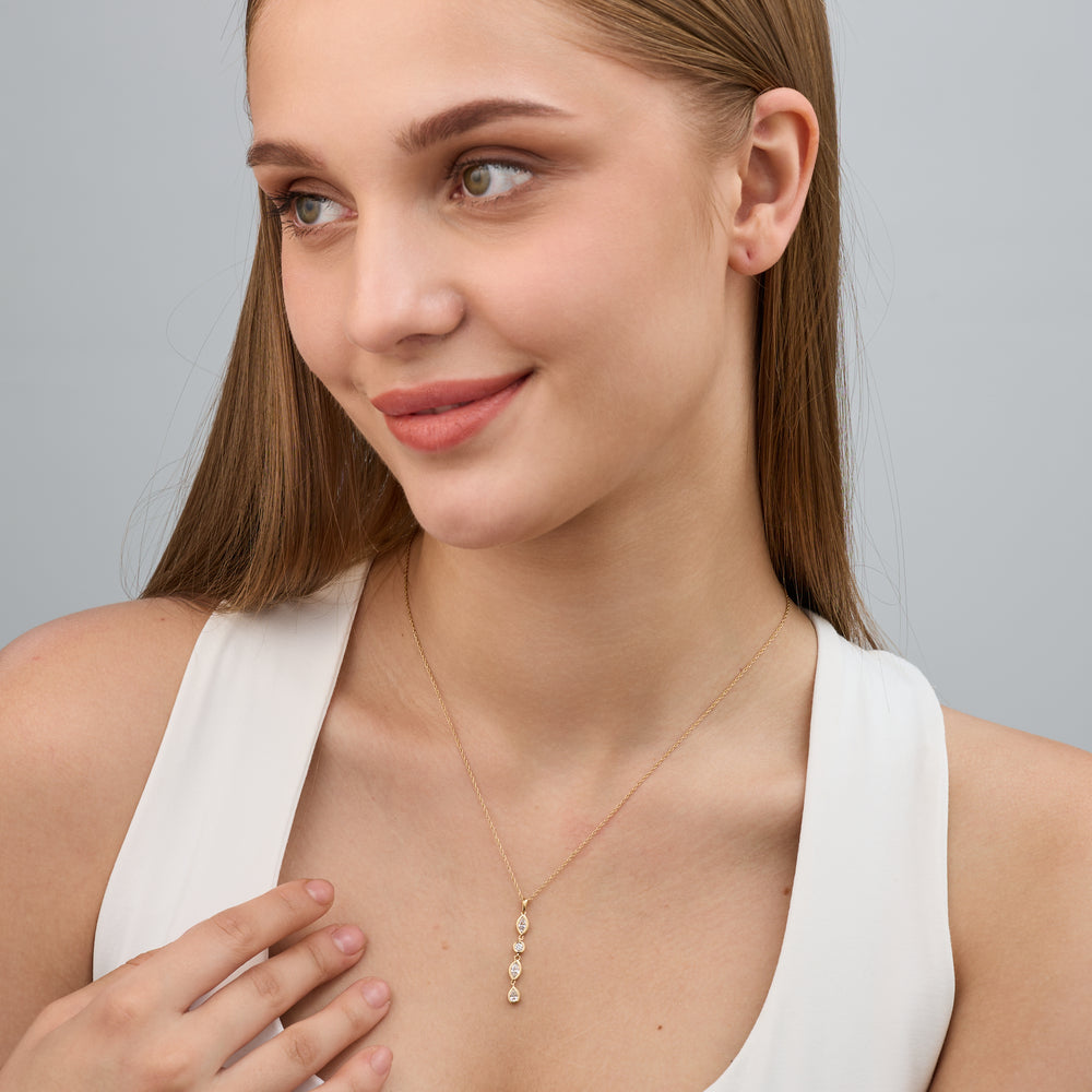 Gilded 1/2 Carat Lab-Grown Diamond Bezel-Set Pendant with Alternating Round and Marquise-Shaped Stones
