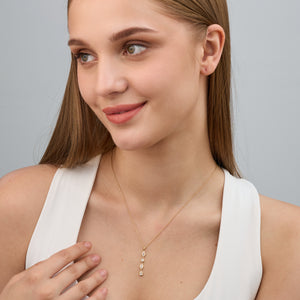 Gilded 1/2 Carat Lab-Grown Diamond Bezel-Set Pendant with Alternating Round and Marquise-Shaped Stones