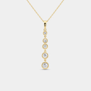 Gilded 1/2 Carat Lab-Grown Diamond Bezel-Set Pendant with Graduating Stones