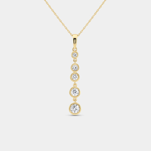 Gilded 1/2 Carat Lab-Grown Diamond Bezel-Set Pendant with Graduating Stones