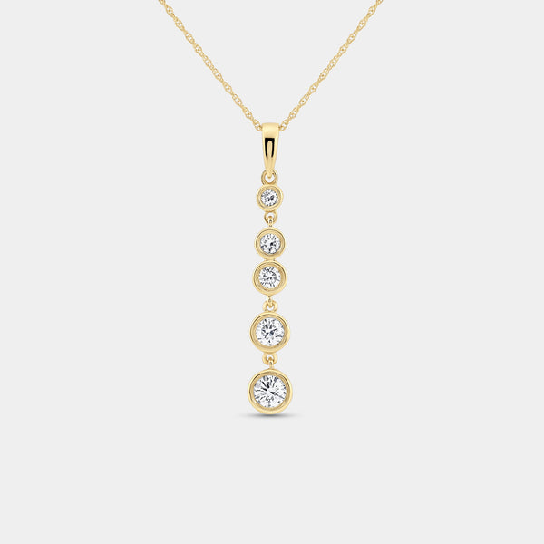 1/2 Carat Lab-Grown Diamond Bezel-Set Pendant with Graduating Stones — GILDED New York