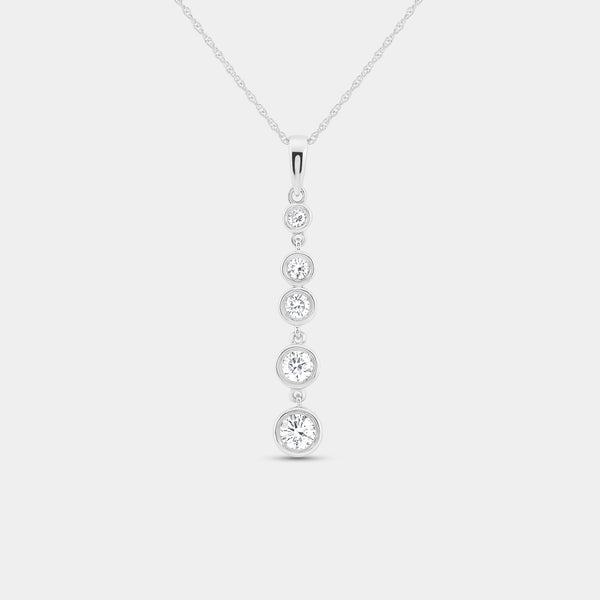 1/2 Carat Lab-Grown Diamond Bezel-Set Pendant with Graduating Stones — GILDED New York