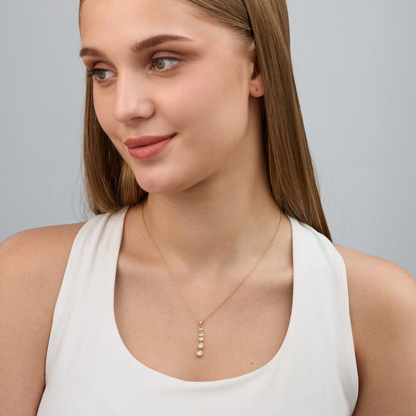 1/2 Carat Lab-Grown Diamond Bezel-Set Pendant with Graduating Stones — GILDED New York