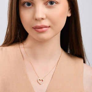 Gilded 1/2 Carat Lab-Grown Diamond Double-Frame Heart-Shaped Pendant