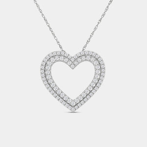 Gilded 1/2 Carat Lab-Grown Diamond Double-Frame Heart-Shaped Pendant