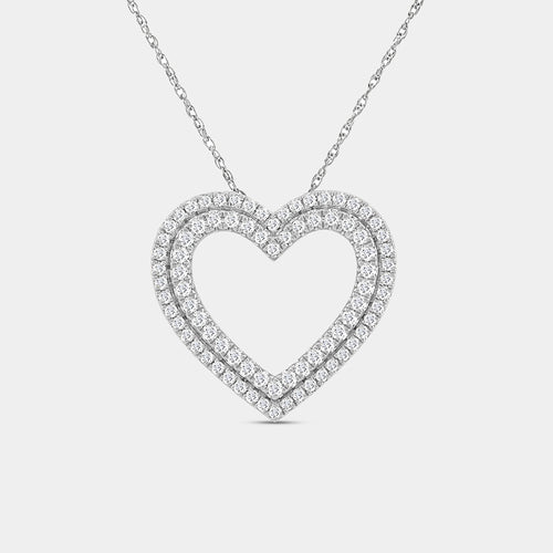 Gilded 1/2 Carat Lab-Grown Diamond Double-Frame Heart-Shaped Pendant