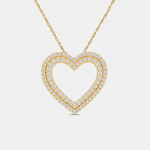 Gilded 1/2 Carat Lab-Grown Diamond Double-Frame Heart-Shaped Pendant