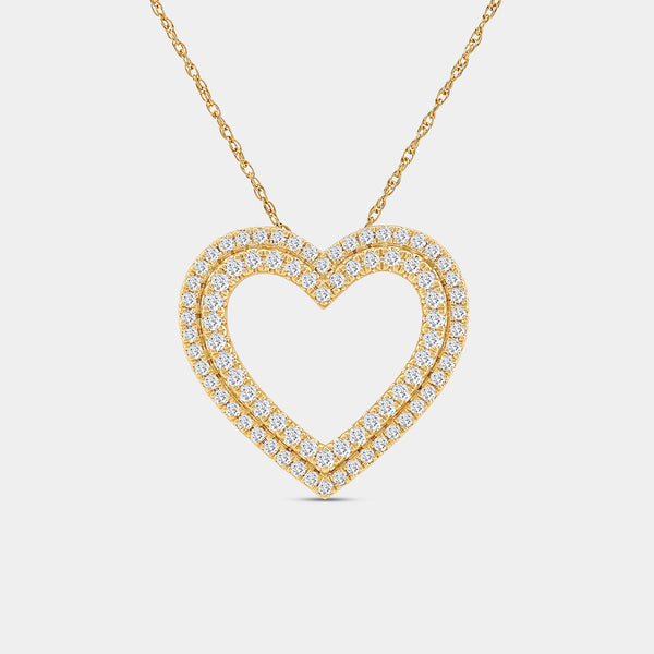 Gilded 1/2 Carat Lab-Grown Diamond Double-Frame Heart-Shaped Pendant