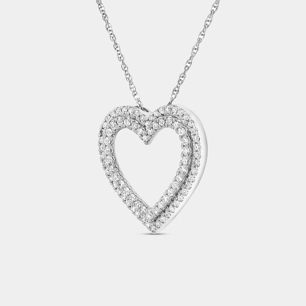Gilded 1/2 Carat Lab-Grown Diamond Double-Frame Heart-Shaped Pendant