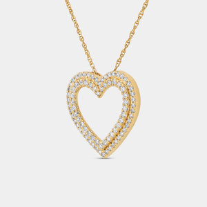 Gilded 1/2 Carat Lab-Grown Diamond Double-Frame Heart-Shaped Pendant