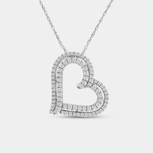 Gilded 1/2 Carat Lab-Grown Diamond Double-Frame Curved Heart-Shaped Pendant