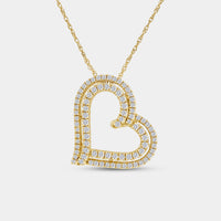 1/2 Carat Lab-Grown Diamond Double-Frame Curved Heart-Shaped Pendant — GILDED New York