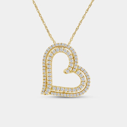 Gilded 1/2 Carat Lab-Grown Diamond Double-Frame Curved Heart-Shaped Pendant