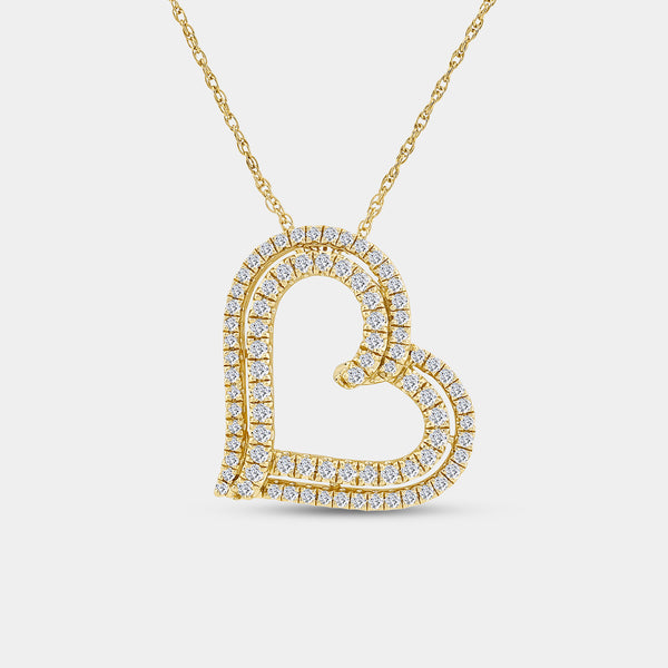 Gilded 1/2 Carat Lab-Grown Diamond Double-Frame Curved Heart-Shaped Pendant