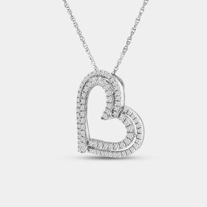 Gilded 1/2 Carat Lab-Grown Diamond Double-Frame Curved Heart-Shaped Pendant