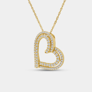 Gilded 1/2 Carat Lab-Grown Diamond Double-Frame Curved Heart-Shaped Pendant