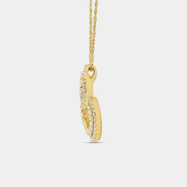 Gilded 1/2 Carat Lab-Grown Diamond Double-Frame Curved Heart-Shaped Pendant