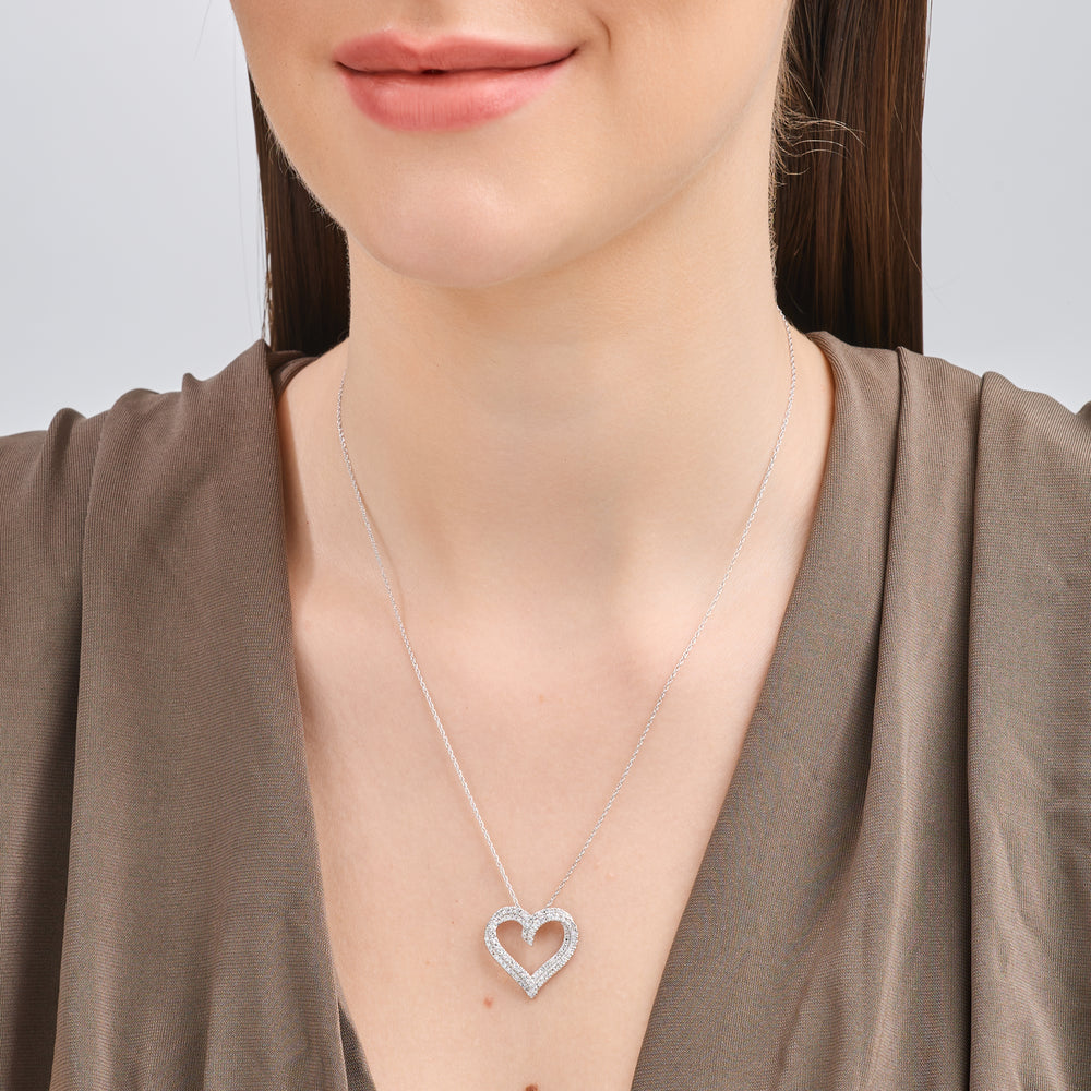 Gilded 1/2 Carat Lab-Grown Diamond Double-Frame Looped / Layered Heart-Shaped Pendant