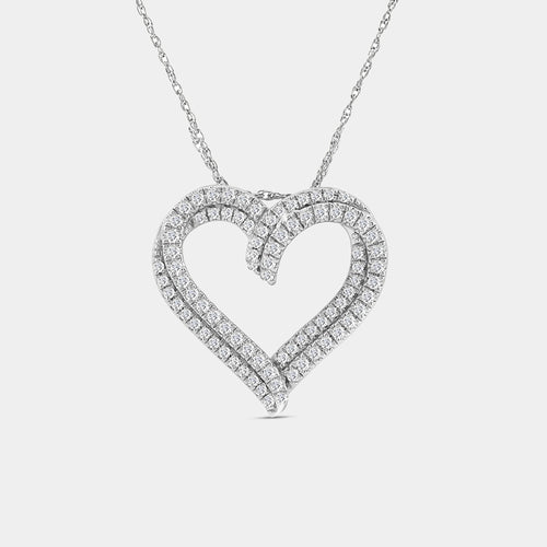 Gilded 1/2 Carat Lab-Grown Diamond Double-Frame Looped / Layered Heart-Shaped Pendant