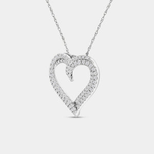 Gilded 1/2 Carat Lab-Grown Diamond Double-Frame Looped / Layered Heart-Shaped Pendant