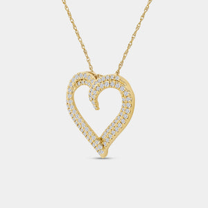 Gilded 1/2 Carat Lab-Grown Diamond Double-Frame Looped / Layered Heart-Shaped Pendant