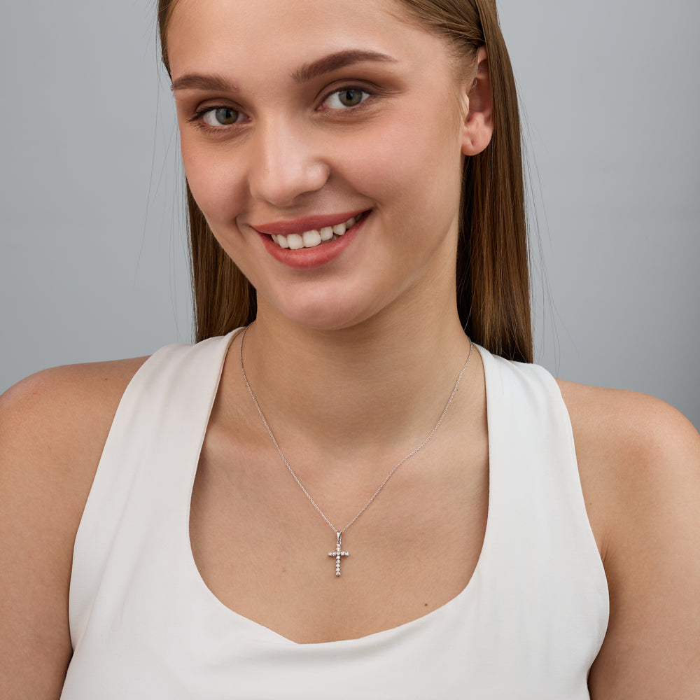Gilded 1/4 Carat Lab-Grown Diamond Classic Cross Bail Pendant
