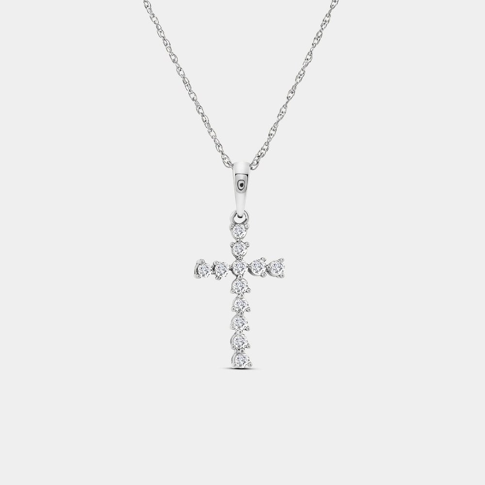 Gilded 1/4 Carat Lab-Grown Diamond Classic Cross Bail Pendant